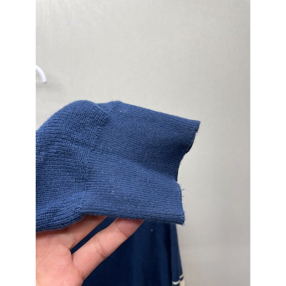 Barbour Beam Men's Sweater Large Blue Striped Crew Neck 100% Cotton - Picture 4 of 8